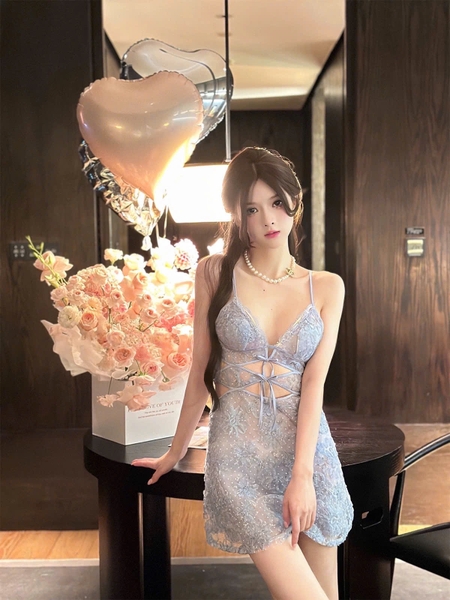 Đầm váy ngủ nữ cao cấp Teasing Dress S2450 chất hoa form xoè tiểu thư xinh xắn Bralettehousevn