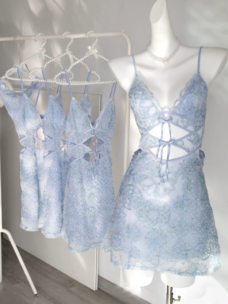 Đầm váy ngủ nữ cao cấp Teasing Dress S2450 chất hoa form xoè tiểu thư xinh xắn Bralettehousevn