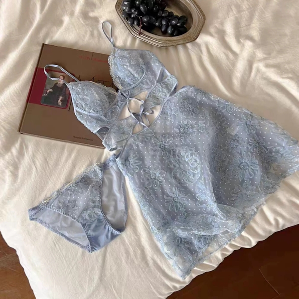 Đầm váy ngủ nữ cao cấp Teasing Dress S2450 chất hoa form xoè tiểu thư xinh xắn Bralettehousevn