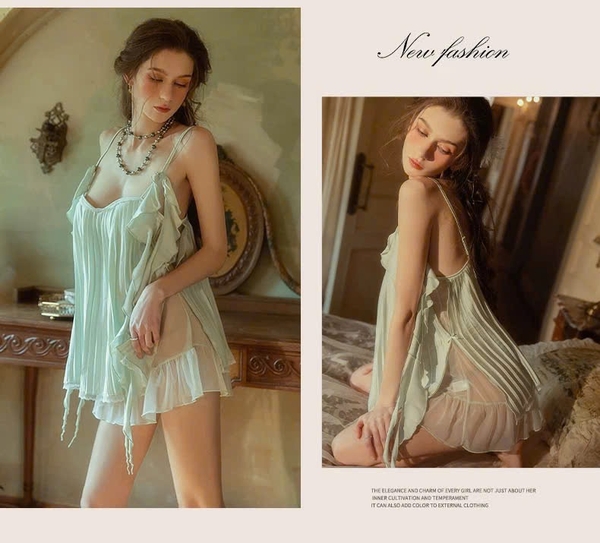 Đầm váy ngủ Weedy Dress S2466 form xoè sang chảnh tiểu thư xếp ly cùng tà bèo cao cấp nữ tính Bralettehousevn