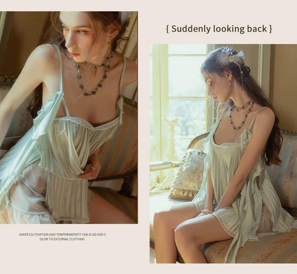 Đầm váy ngủ Weedy Dress S2466 form xoè sang chảnh tiểu thư xếp ly cùng tà bèo cao cấp nữ tính Bralettehousevn