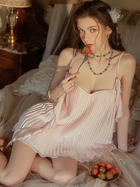 Đầm váy ngủ Weedy Dress S2466 form xoè sang chảnh tiểu thư xếp ly cùng tà bèo cao cấp nữ tính Bralettehousevn