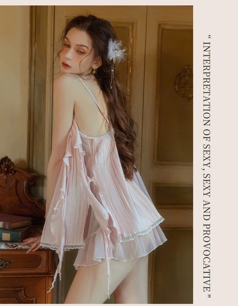 Đầm váy ngủ Weedy Dress S2466 form xoè sang chảnh tiểu thư xếp ly cùng tà bèo cao cấp nữ tính Bralettehousevn