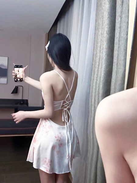 Váy ngủ satin nữ Sami Dress S2461 in hoa  cao cấp tiểu thư nữ tính gợi cảm Bralettehousevn