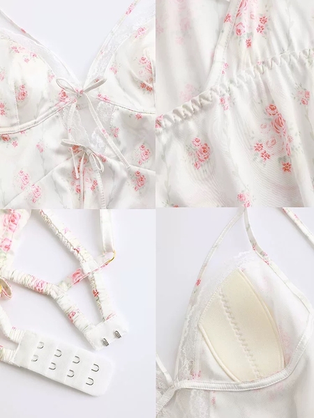 Váy ngủ satin nữ Sami Dress S2461 in hoa  cao cấp tiểu thư nữ tính gợi cảm Bralettehousevn