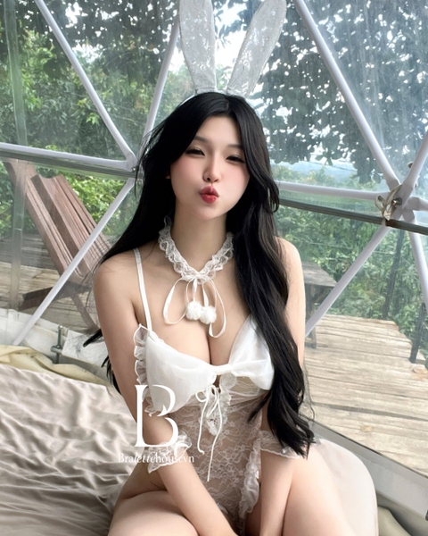[KÈM CÀI] Bộ đồ cosplay ren thỏ Snow Bunny S2311 dáng bodysuit nơ to gợi cảm cục bông Bralettehousevn