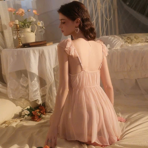 Đầm váy ngủ nữ hoa nổi 3D Cinder Dress S2613 voan xuyên thấu dáng lửng nữ tính Bralettehousevn