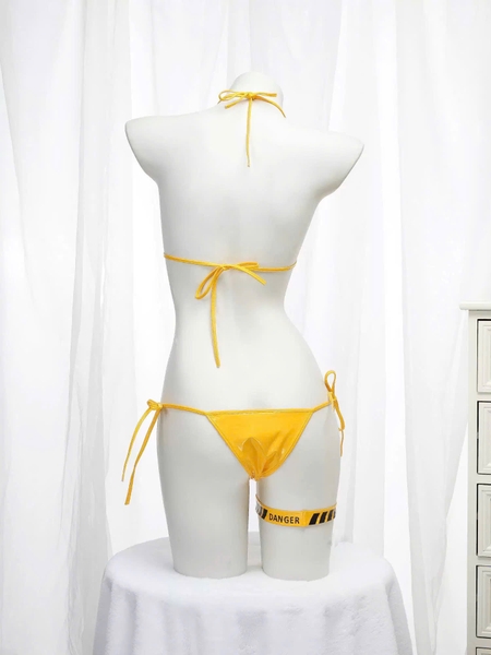 [KÈM VÒNG ĐÙI] Danger Set S2291 bộ đồ lót da PU tiny cột dây siêu quyến rũ gợi cảm nóng bỏng không gọng mút Bralettehousevn