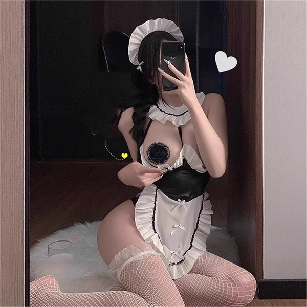 [KÈM PHỤ KIỆN] Set đồ cosplay hầu gái FuFu Maid S2520 (kèm dán ti) gợi cảm táo bạo quyến rũ Bralettehousevn