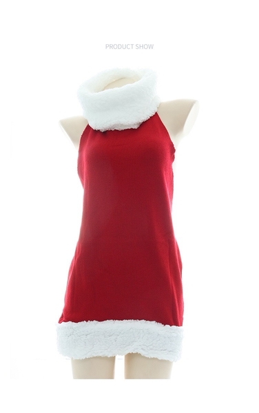 [COZY VIBE] Mistletoe Dress S2292 đầm len khoét lưng yếm cột dây đính cục bông gợi cảm cao cấp Bralettehousevn