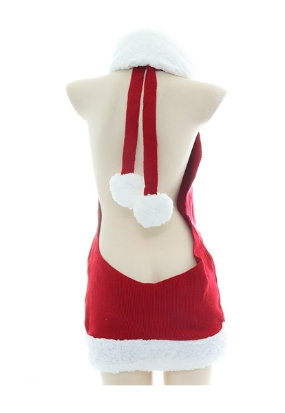 [COZY VIBE] Mistletoe Dress S2292 đầm len khoét lưng yếm cột dây đính cục bông gợi cảm cao cấp Bralettehousevn