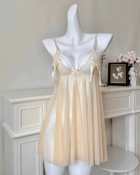 Đầm váy ngủ Sol Dress S2582 voan xuyên thấu xẻ tà sau quyến rũ đính nơ chuông phía trước siêu gợi cảm nữ tính Bralettehousevn