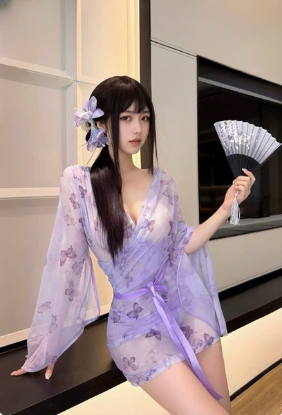 Bộ đồ cosplay Mauve Kimono Set S2584 gợi cảm phong cách Nhật bản quyến rũ Bralettehousevn