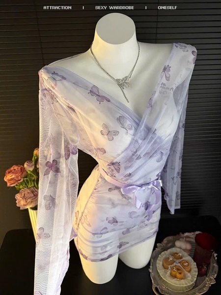 Bộ đồ cosplay Mauve Kimono Set S2584 gợi cảm phong cách Nhật bản quyến rũ Bralettehousevn