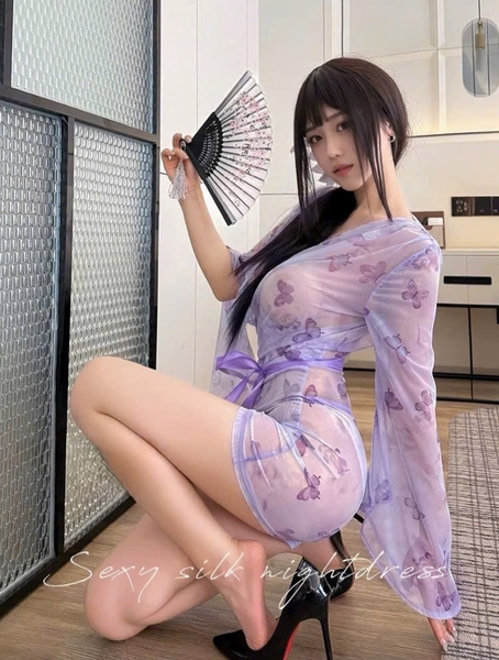 Bộ đồ cosplay Mauve Kimono Set S2584 gợi cảm phong cách Nhật bản quyến rũ Bralettehousevn