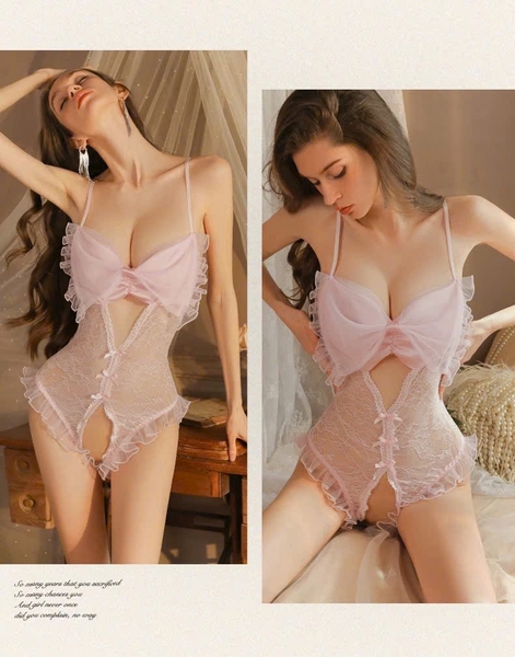Bộ đồ liền thân nữ nơ Lilia Bodysuit S1846 ren voan cao cấp khoét đáy Bralettehousevn