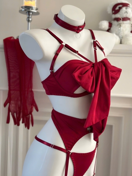 [KÈM GĂNG TAY] Glossy Set S2300 cột trước full phụ kiện cao cấp loại 1 gợi cảm táo bạo quyến rũ Bralettehousevn