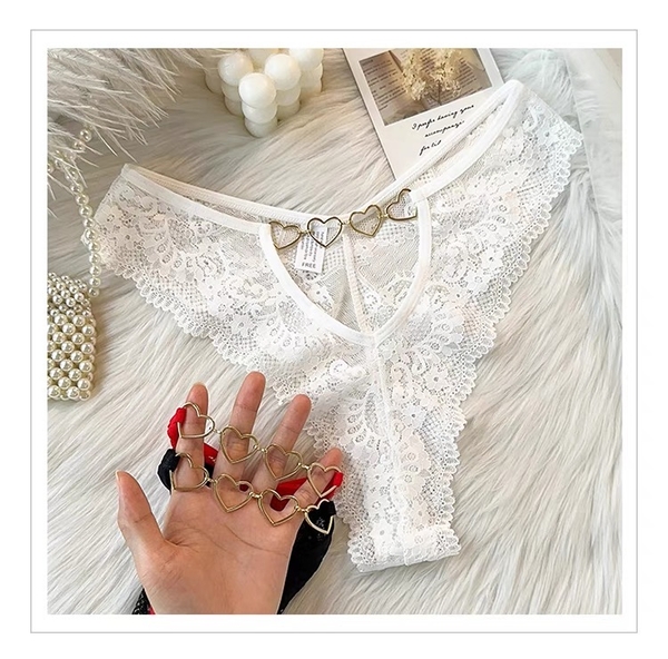 [CHE TÊN - 🔥TỐC] Quần lót nữ ren lọt khe Q2183 Kiru Panties phối charm tim Bralettehousevn
