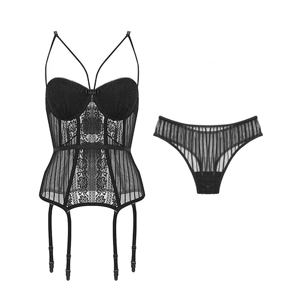 (Kèm quần) Bộ đồ V Front Push Up Corset S138 cao cấp quyến rũ tôn dáng có mút Bralettehousevn