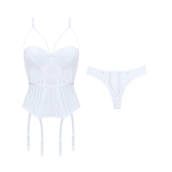 (Kèm quần) Bộ đồ V Front Push Up Corset S138 cao cấp quyến rũ tôn dáng có mút Bralettehousevn