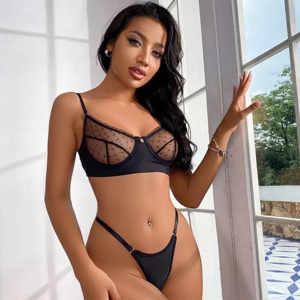 Set đồ lót cao cấp Impress Me Set S1059 có gọng không mút ren lưới kèm quần lọt khe Bralettehousevn