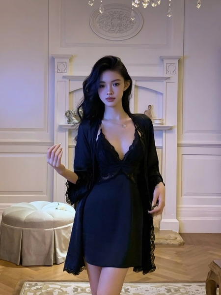 Đầm váy ngủ nữ satin Y back Lacy Dress phối ren cao cấp dây lưng siêu đẹp Bralettehousevn