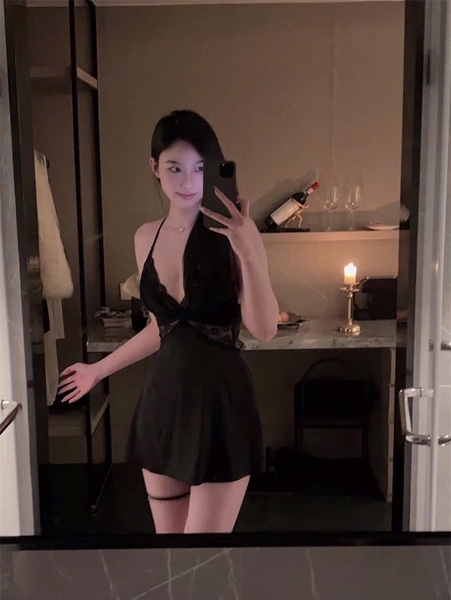 Đầm váy ngủ nữ satin Y back Lacy Dress phối ren cao cấp dây lưng siêu đẹp Bralettehousevn