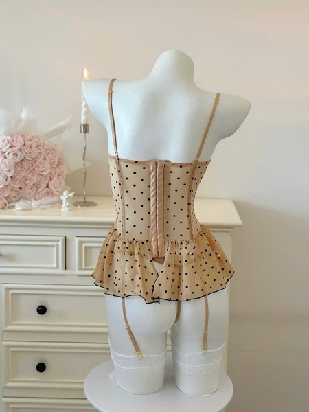 [HOT HIT] Blandices Corset S2472 chấm bi có sẵn gọng mút bèo tầng tôn dáng tiểu thư mùa hè Bralettehousevn