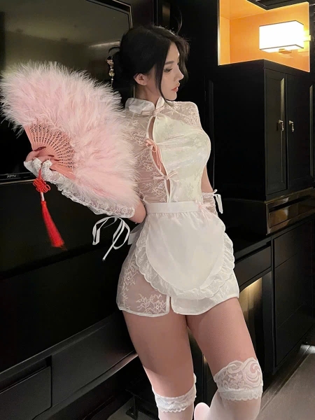 Bộ đồ cosplay Rena Set S2473 phong cách Trung Hoa lụa phối ren cao cấp kèm yếm cột Bralettehousevn