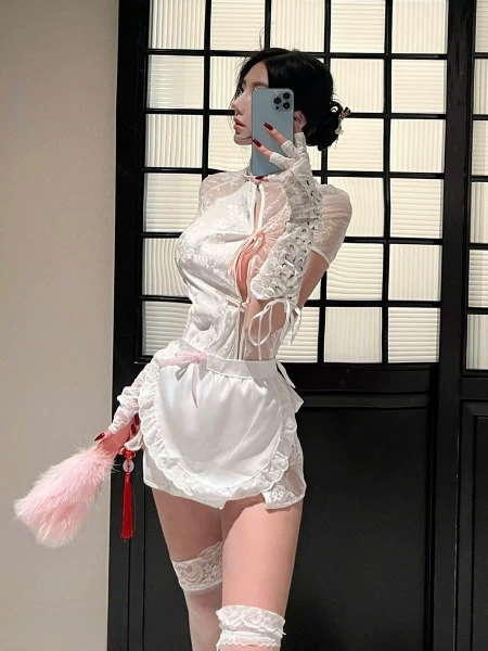 Bộ đồ cosplay Rena Set S2473 phong cách Trung Hoa lụa phối ren cao cấp kèm yếm cột Bralettehousevn
