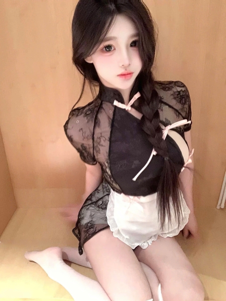 Bộ đồ cosplay Rena Set S2473 phong cách Trung Hoa lụa phối ren cao cấp kèm yếm cột Bralettehousevn