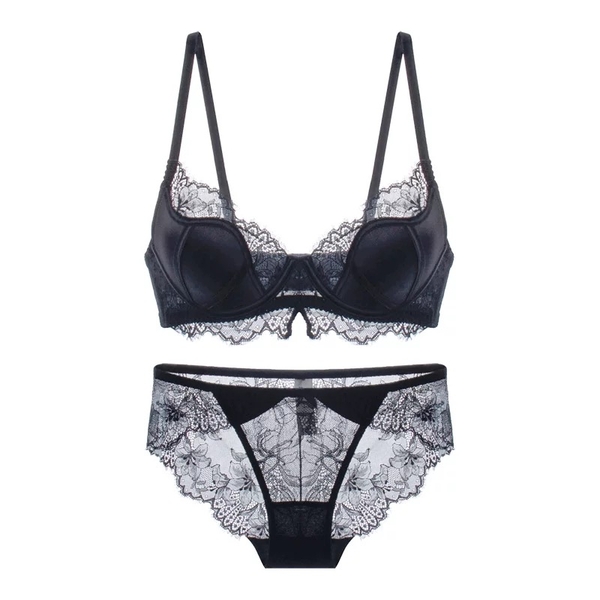 Bộ đồ lót Lavish Set S2382 cúp W siêu nâng không gọng thoải mái chất satin phối ren cao cấp Bralettehousevn