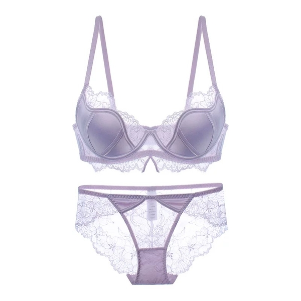 Bộ đồ lót Lavish Set S2382 cúp W siêu nâng không gọng thoải mái chất satin phối ren cao cấp Bralettehousevn