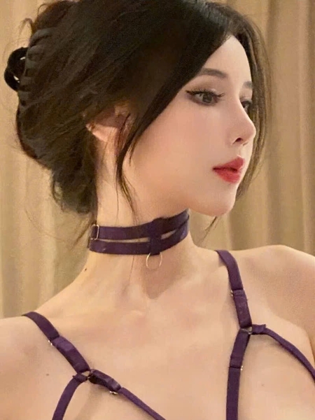 [KÈM ĐAI] Bộ đồ lót nữ Cage Set S2475 chất da PU có gọng phối khoen gợi cảm táo bạo Bralettehousevn