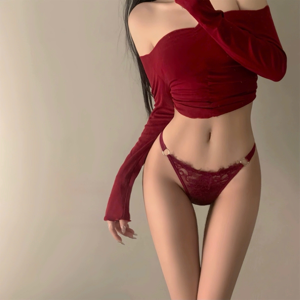 Quần lót lọt khe ren nữ Papaya Thong Q1411 kèm khoen đai chun gợi cảm quyến rũ nữ tính Bralettehousevn