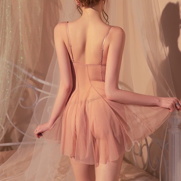 S1773 Kazui Dress Đầm váy ngủ nữ chất voan xuyên thấu xòe gợi cảm Braletteshousevn