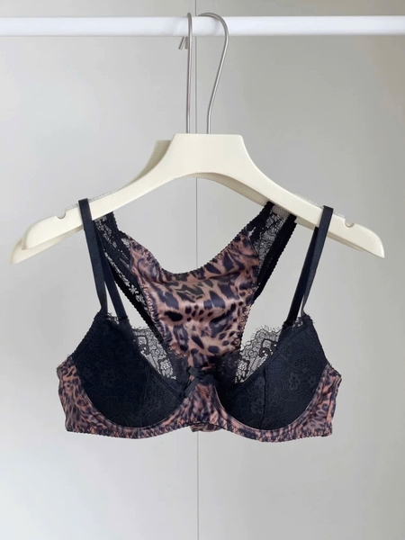 Bộ đồ lót nữ Beno Set S2590 da beo có gọng mút mỏng phối ren gợi cảm quyến rũ Bralettehousevn