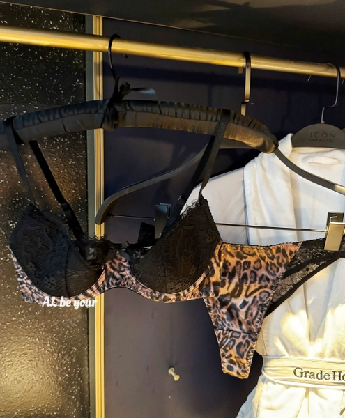 Bộ đồ lót nữ Beno Set S2590 da beo có gọng mút mỏng phối ren gợi cảm quyến rũ Bralettehousevn
