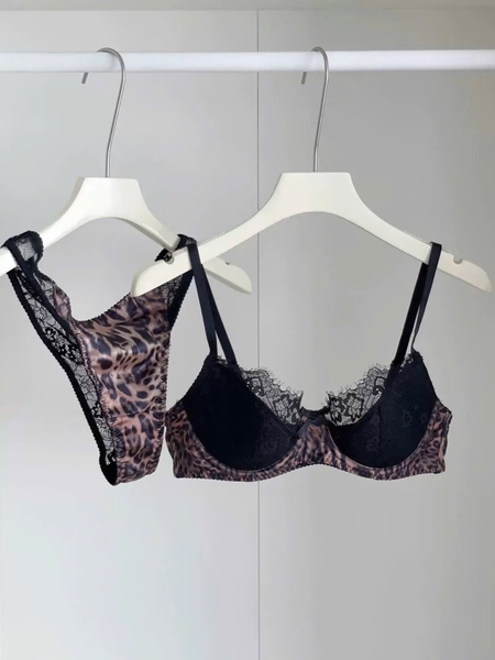 Bộ đồ lót nữ Beno Set S2590 da beo có gọng mút mỏng phối ren gợi cảm quyến rũ Bralettehousevn