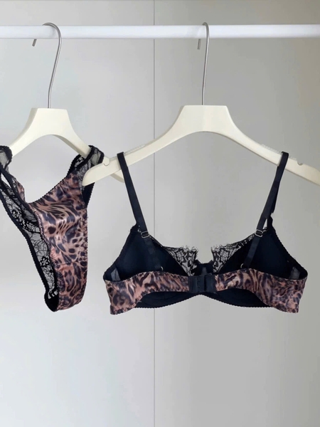 Bộ đồ lót nữ Beno Set S2590 da beo có gọng mút mỏng phối ren gợi cảm quyến rũ Bralettehousevn