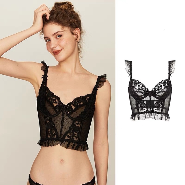 [HOT ITEM] Áo lót ren nữ có gọng không mút phong cách tiểu thư Corset Bra thiên thần Python có gọng Bralettehousevn