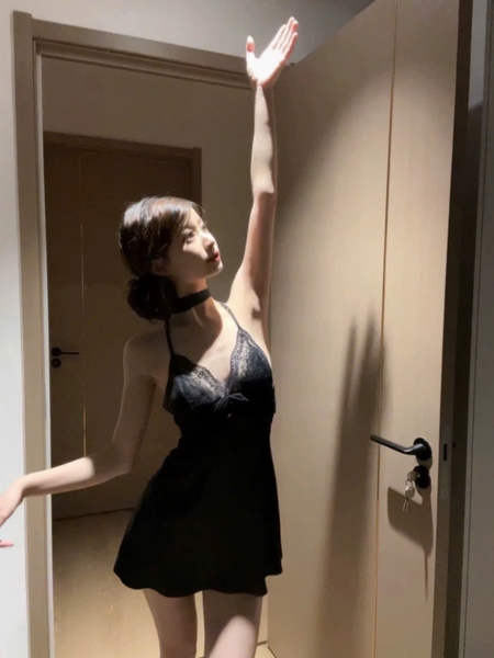 Đầm váy ngủ nữ satin Y back Lacy Dress phối ren cao cấp dây lưng siêu đẹp Bralettehousevn