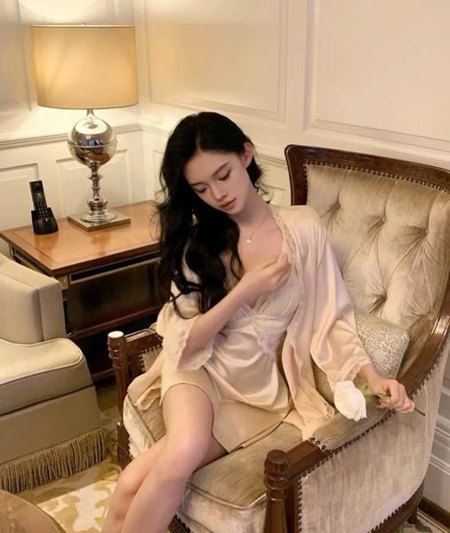 Đầm váy ngủ nữ satin Y back Lacy Dress phối ren cao cấp dây lưng siêu đẹp Bralettehousevn