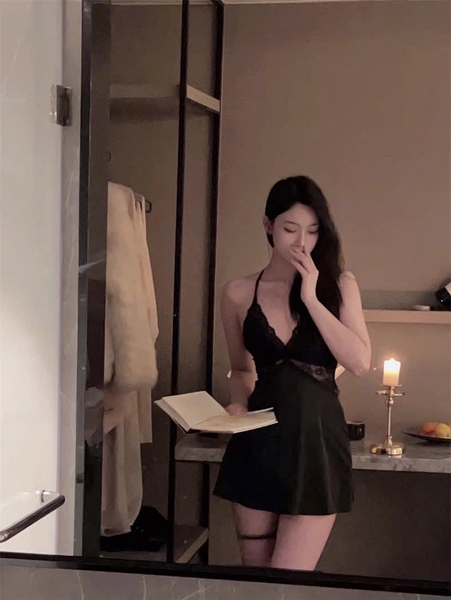 Đầm váy ngủ nữ satin Y back Lacy Dress phối ren cao cấp dây lưng siêu đẹp Bralettehousevn