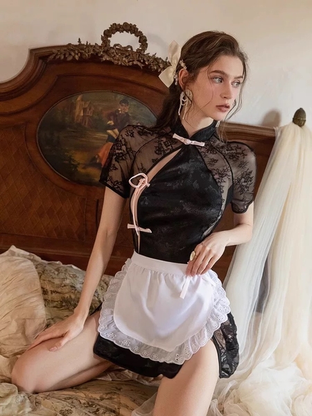 Bộ đồ cosplay Rena Set S2473 phong cách Trung Hoa lụa phối ren cao cấp kèm yếm cột Bralettehousevn