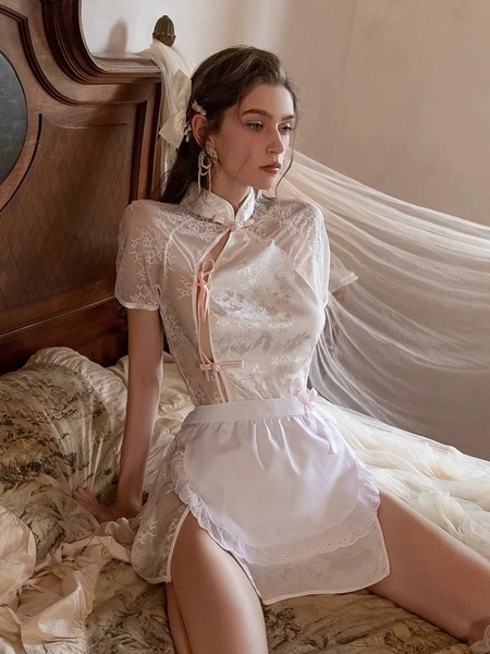 Bộ đồ cosplay Rena Set S2473 phong cách Trung Hoa lụa phối ren cao cấp kèm yếm cột Bralettehousevn