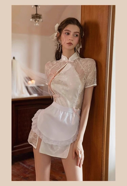 Bộ đồ cosplay Rena Set S2473 phong cách Trung Hoa lụa phối ren cao cấp kèm yếm cột Bralettehousevn