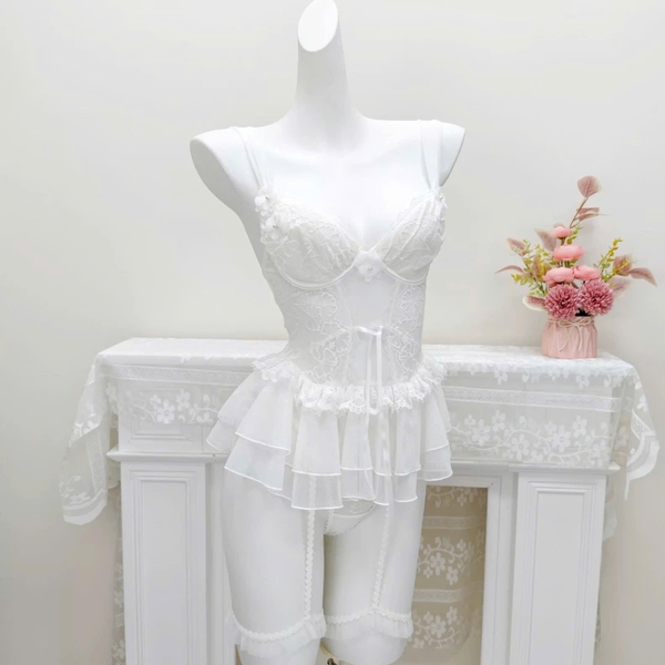 Váy ngủ nữ Bexa Dress gợi cảm kèm đai tầng hoa ren nổi siêu tôn dáng tiểu thư gợi cảm Bralettehousevn