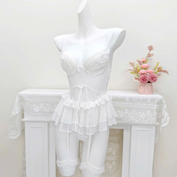 Váy ngủ nữ Bexa Dress gợi cảm kèm đai tầng hoa ren nổi siêu tôn dáng tiểu thư gợi cảm Bralettehousevn