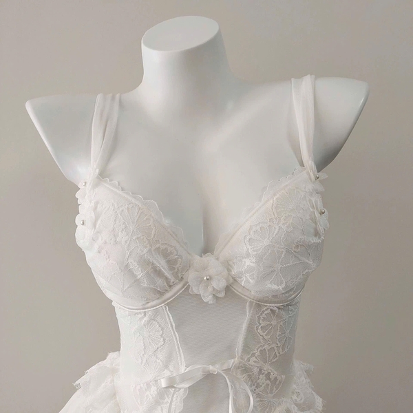 Váy ngủ nữ Bexa Dress gợi cảm kèm đai tầng hoa ren nổi siêu tôn dáng tiểu thư gợi cảm Bralettehousevn